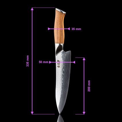 Gudaro - SADA 5x Damaškový kuchyňský nůž TAKUMI + stojan na nože a nůžky na drůbež