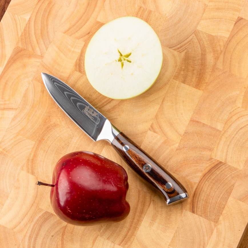 Gudaro - SADA 1x Damaškový šéfkuchařský nůž FENG 8, 67 vrstev oceli, délka 20 cm + 1x damaškový Santoku kuchyňský nůž FENG 7,5, 67 vrstev oceli, délka 18 cm + 1x ZDARMA damaškový kuchyňský nůž FENG 3,5, 67 vrstev oceli, délka 9,5 cm