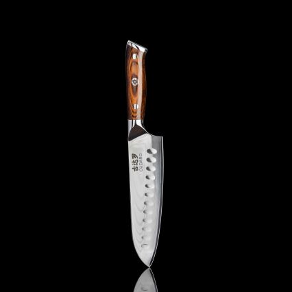 Gudaro - SADA 1x Damaškový šéfkuchařský nůž FENG 8, 67 vrstev oceli, délka 20 cm + 1x damaškový Santoku kuchyňský nůž FENG 7,5, 67 vrstev oceli, délka 18 cm + 1x ZDARMA damaškový kuchyňský nůž FENG 3,5, 67 vrstev oceli, délka 9,5 cm