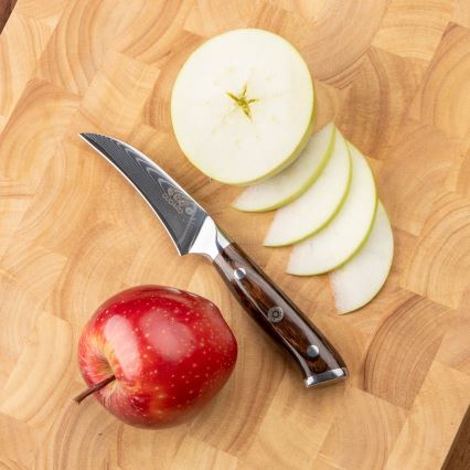 Gudaro - SADA 1x Damaškový šéfkuchařský nůž FENG 8, 67 vrstev oceli, délka 20 cm + 1x damaškový Santoku kuchyňský nůž FENG 7,5, 67 vrstev oceli, délka 18 cm + 1x ZDARMA damaškový kuchyňský nůž na ovoce FENG 3,5, 67 vrstev oceli, délka 9,5 cm