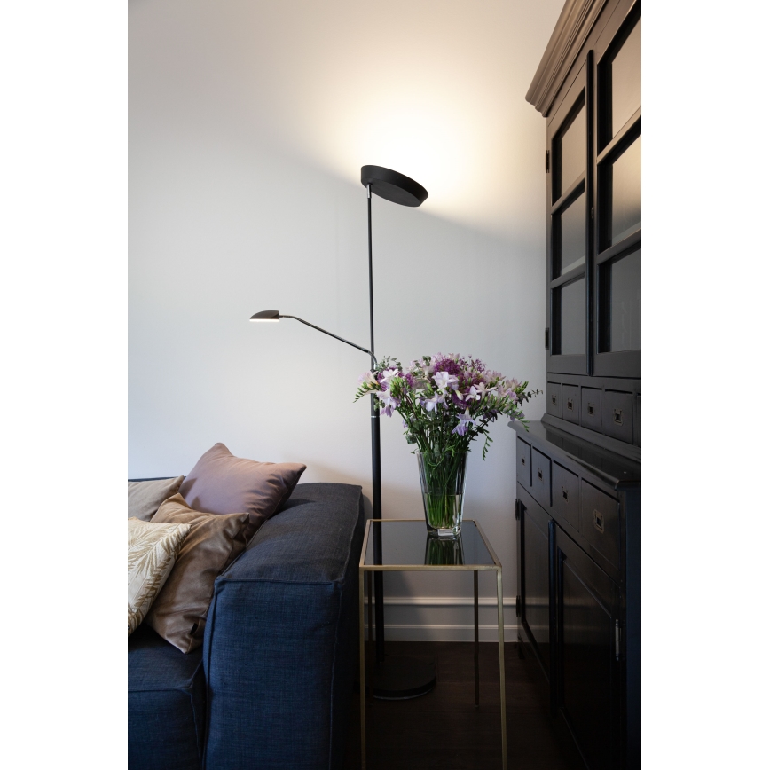 Halo Design 716067 - LED Stmívatelná stojací lampa VEGAS LED/20W/230V + LED/5W černá/lesklý chrom