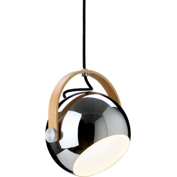 Halo Design 734443 - Lustr na lanku DC 1xE27/40W/230V pr. 18 cm lesklý chrom/dub