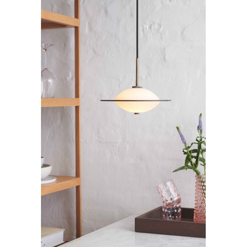 Halo Design 743599 - Lustr na lanku ORBIT 1xG9/7W/230V pr. 24 cm bílá/mosaz/kouřová šedá
