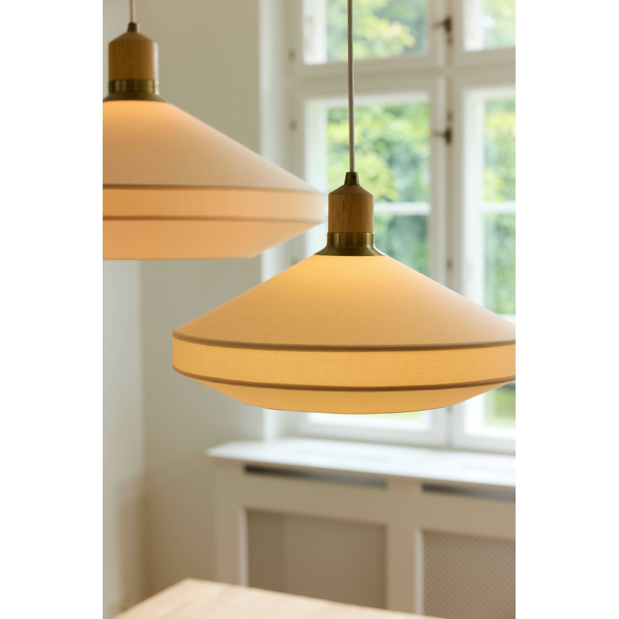 Halo Design 744305 - Lustr na lanku PARIS 1xE27/40W/230V pr. 56 cm krémová/mosaz/dub