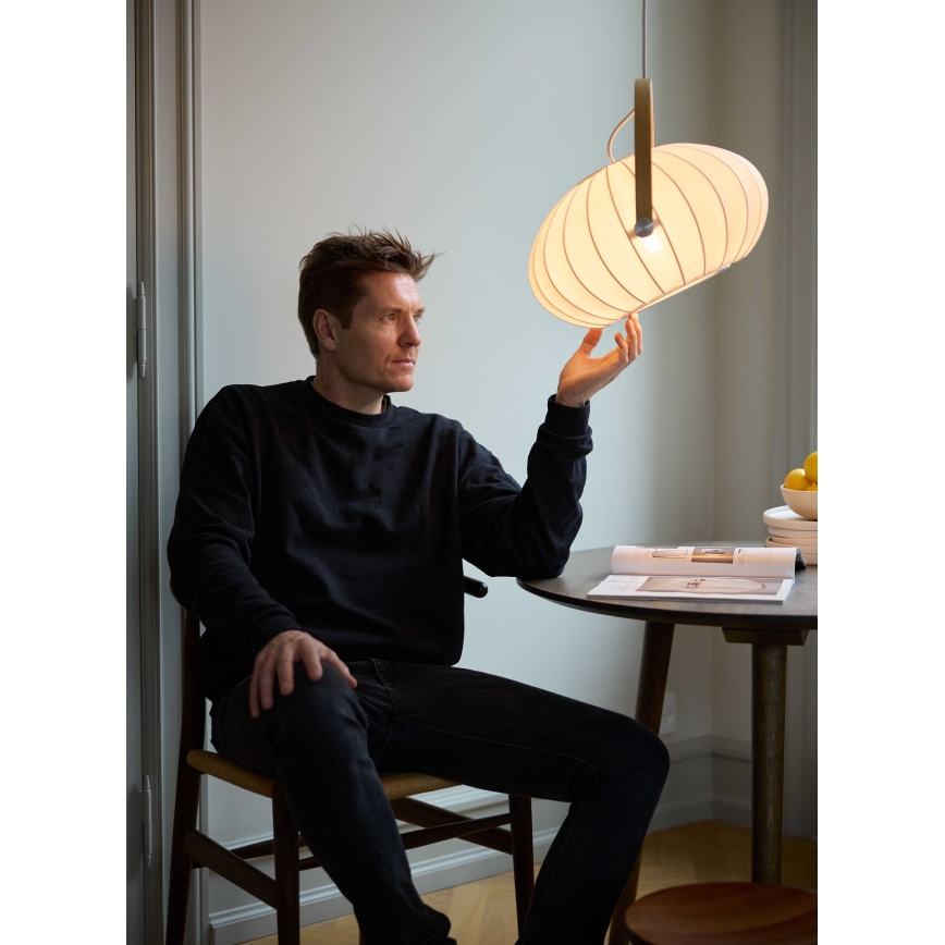 Halo Design 746347 - Lustr na lanku DC 1xE27/40W/230V pr. 40 cm bílá/dub