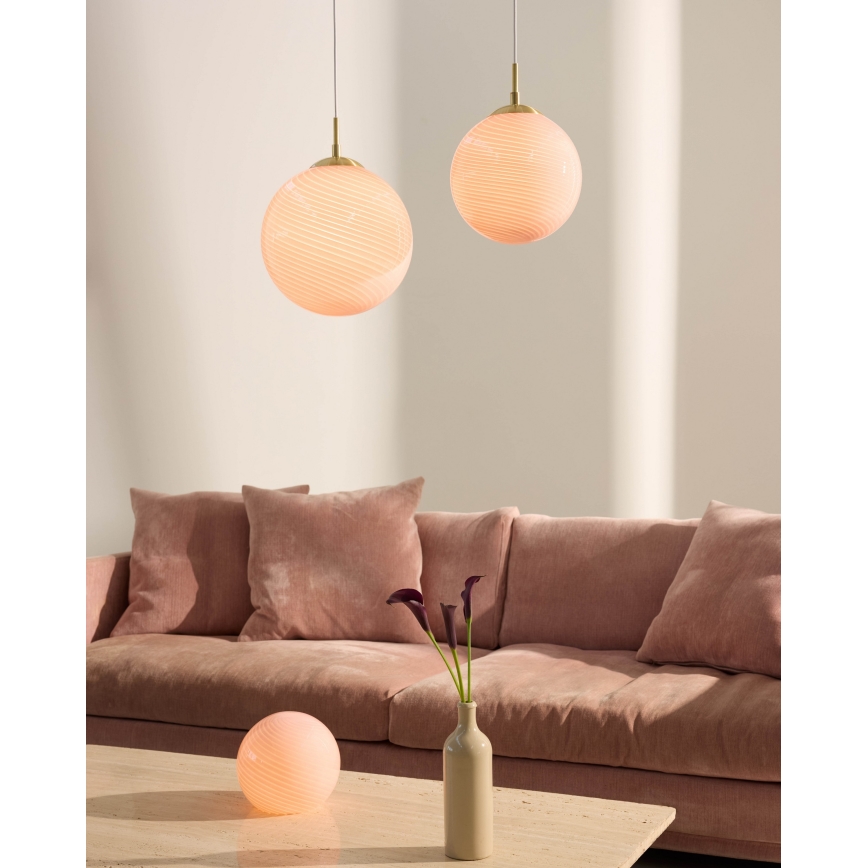 Halo Design 748488 - Lustr na lanku CANDY 1xE27/25W/230V pr. 25 cm růžová/mosaz