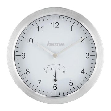 Hama - Koupelnové nástěnné hodiny s teploměrem 1xAA IPX4 stříbrná