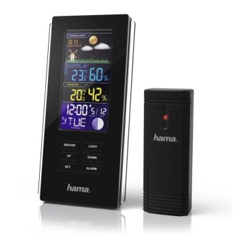 Hama - Meteostanice s barevným LCD displejem a budíkem 3xAAA černá