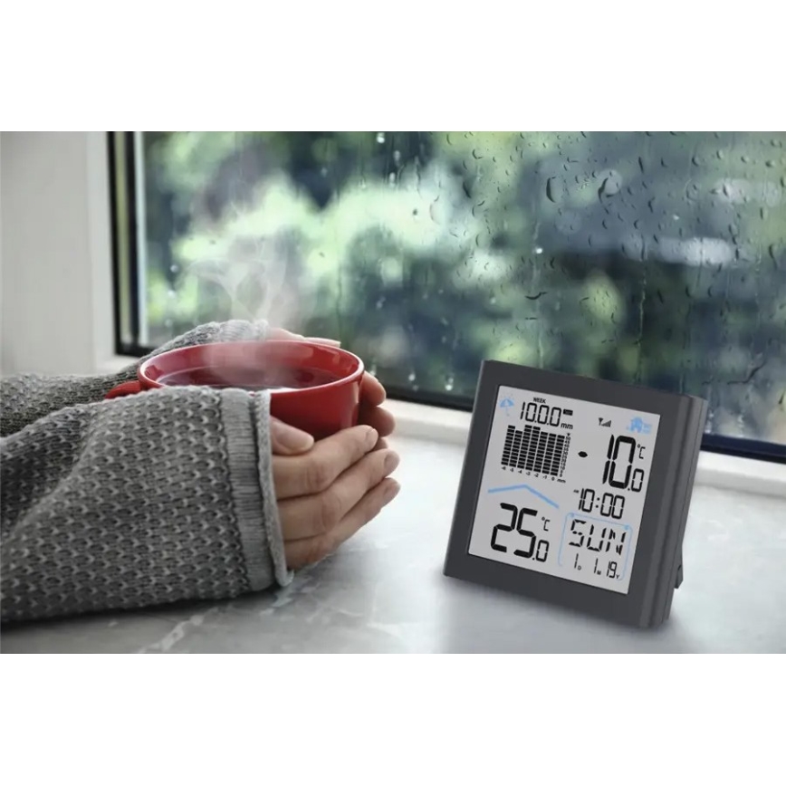 Hama - Meteostanice se srážkoměrem a LCD displejem 2xAAA antracit