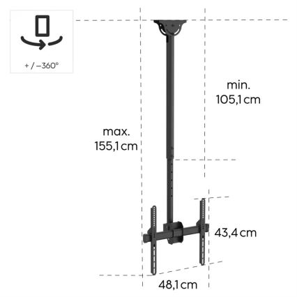 Hama - Stropní držák pro TV otočný 32-65" černá