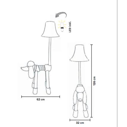 Happy Lamps - LED Dětská stojací lampa BELLO LED/5,4W/230V pudl