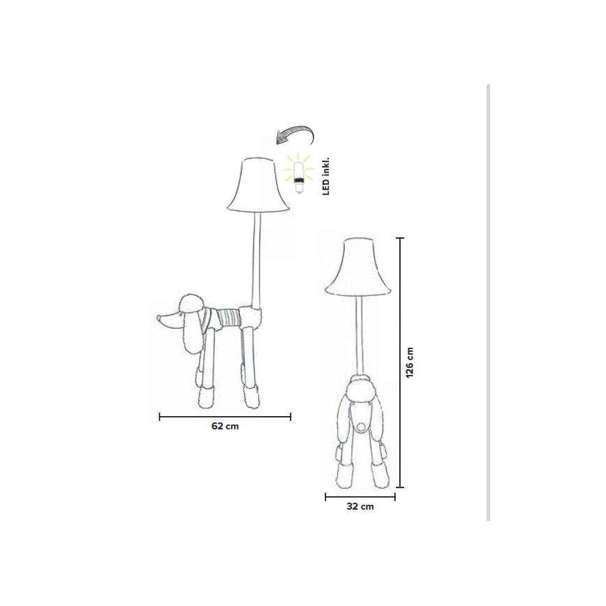 Happy Lamps - LED Dětská stojací lampa BELLO LED/5,4W/230V pudl