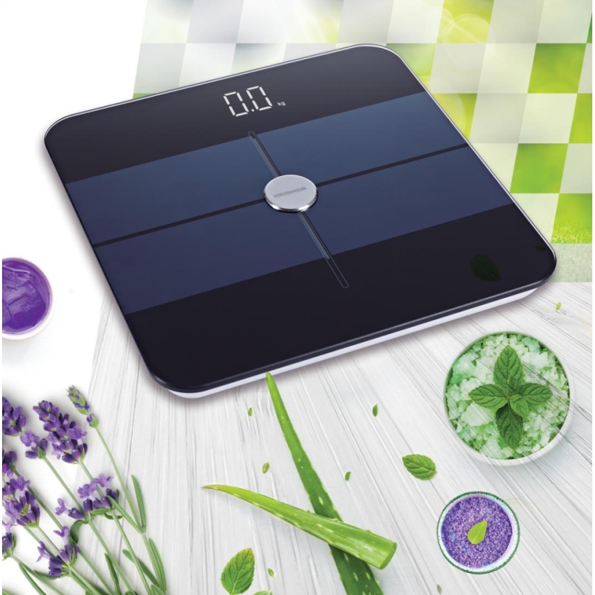 Heinner HBS-BTH180BK - Digitální osobní váha 2xAAA černá/modrá