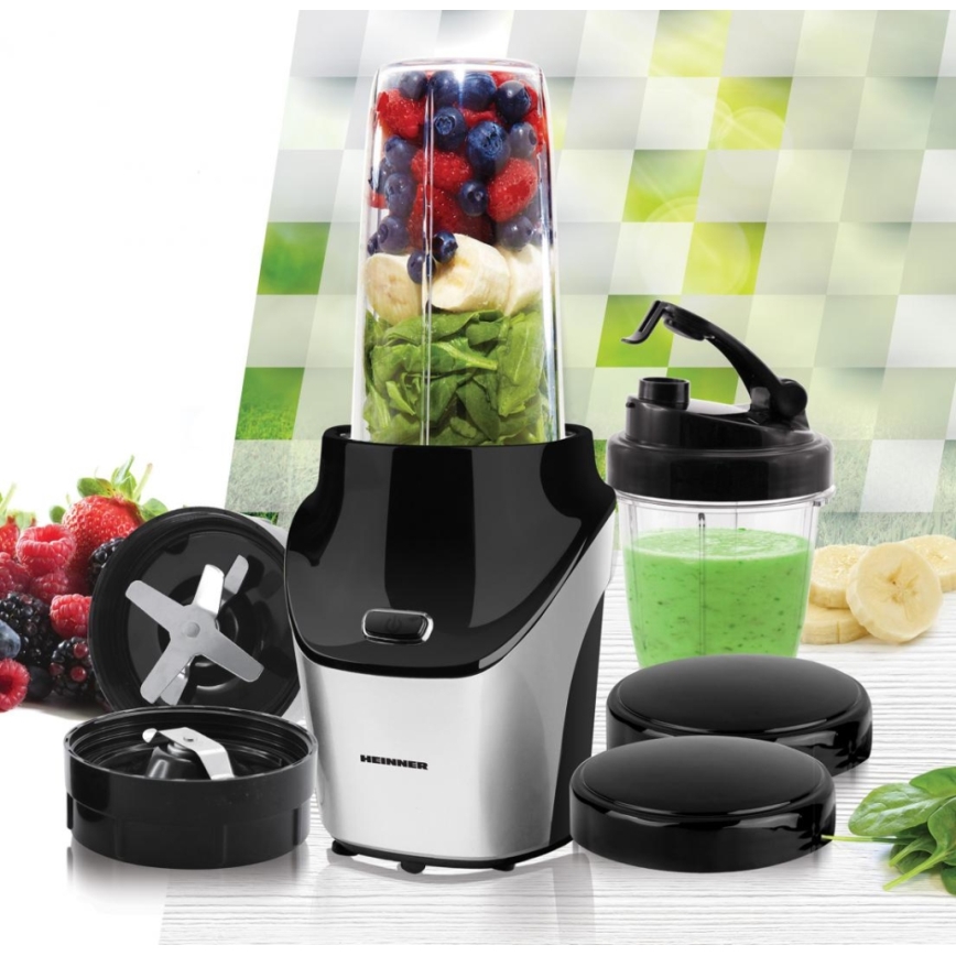Heinner HSB-T1000SS - Smoothie nutri mixér 1000W/230V matný chrom/černá
