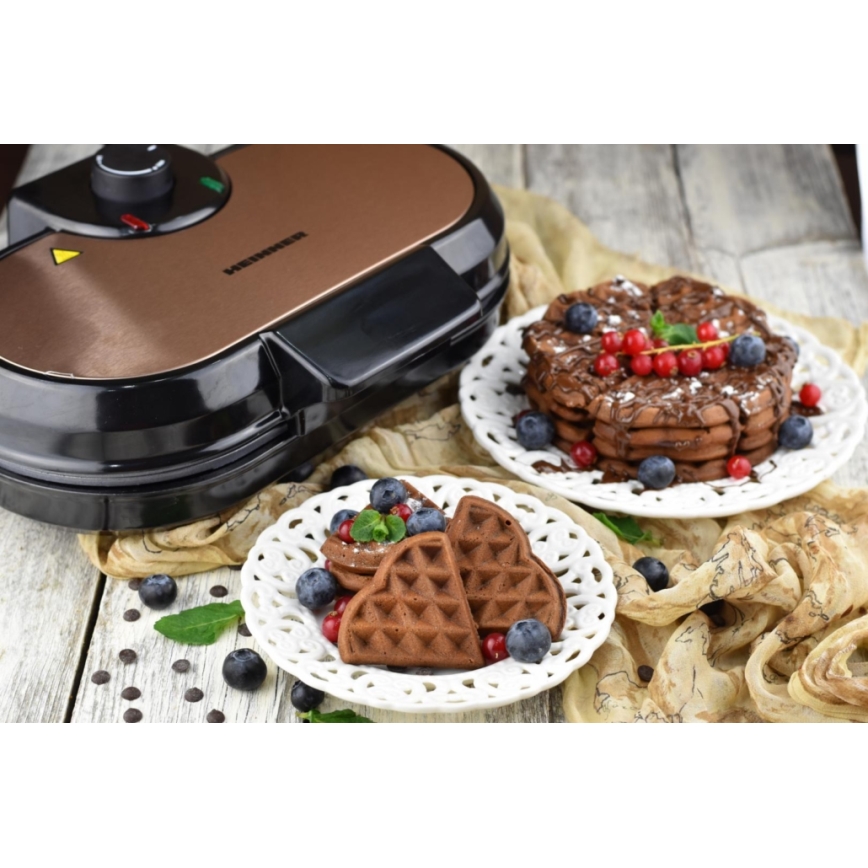 Heinner HWF-1000CR - Vaflovač 1000W/230V černá/rose gold