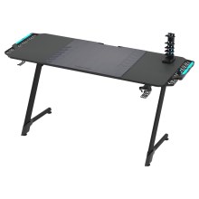 Herní stůl SNAKE s LED RGB podsvícením 156x60 cm černá