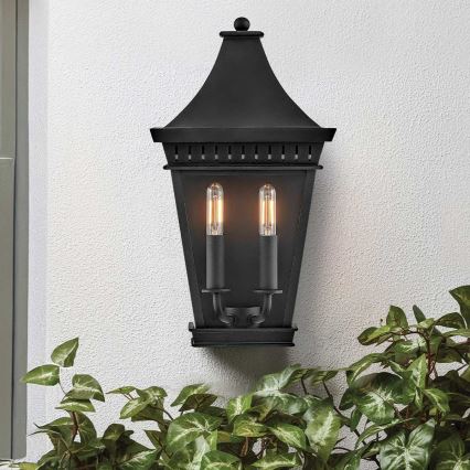 Hinkley - Venkovní nástěnné svítidlo CHAPEL HILL 2xE14/40W/230V IP44 černá