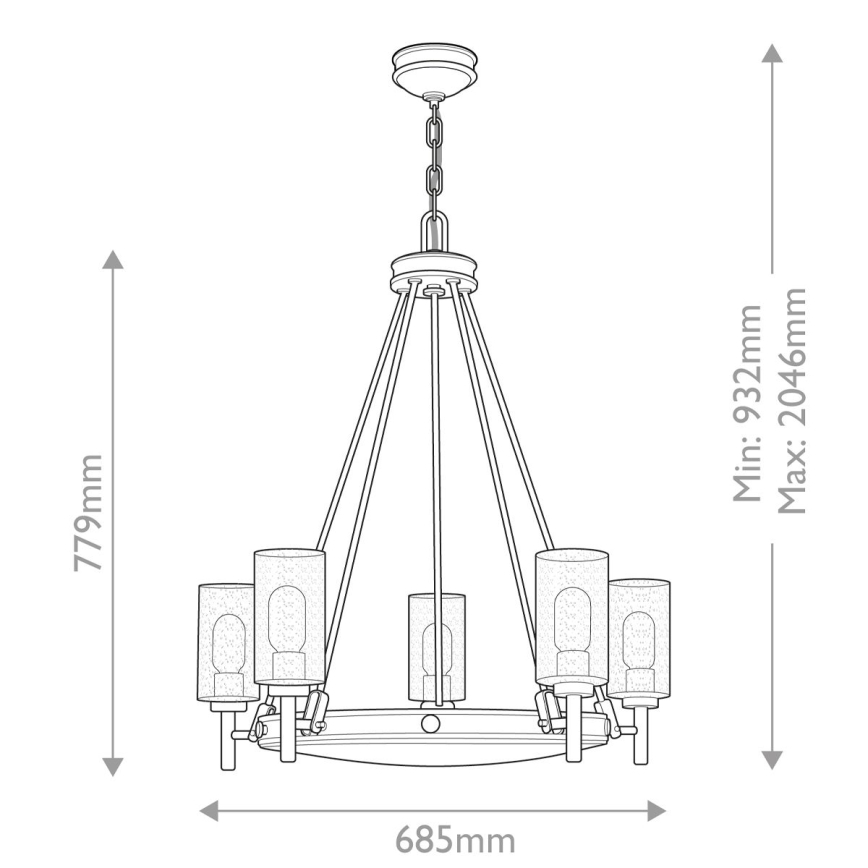 Hinkley - Lustr na řetězu COLLIER 5xE27/40W/230V pr. 68,5 cm černá