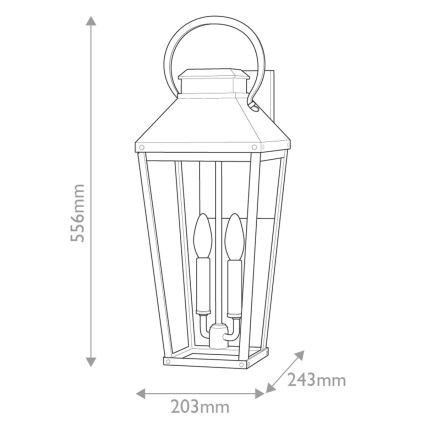 Hinkley - Venkovní nástěnné svítidlo DAWSON 2xE14/40W/230V IP44 černá