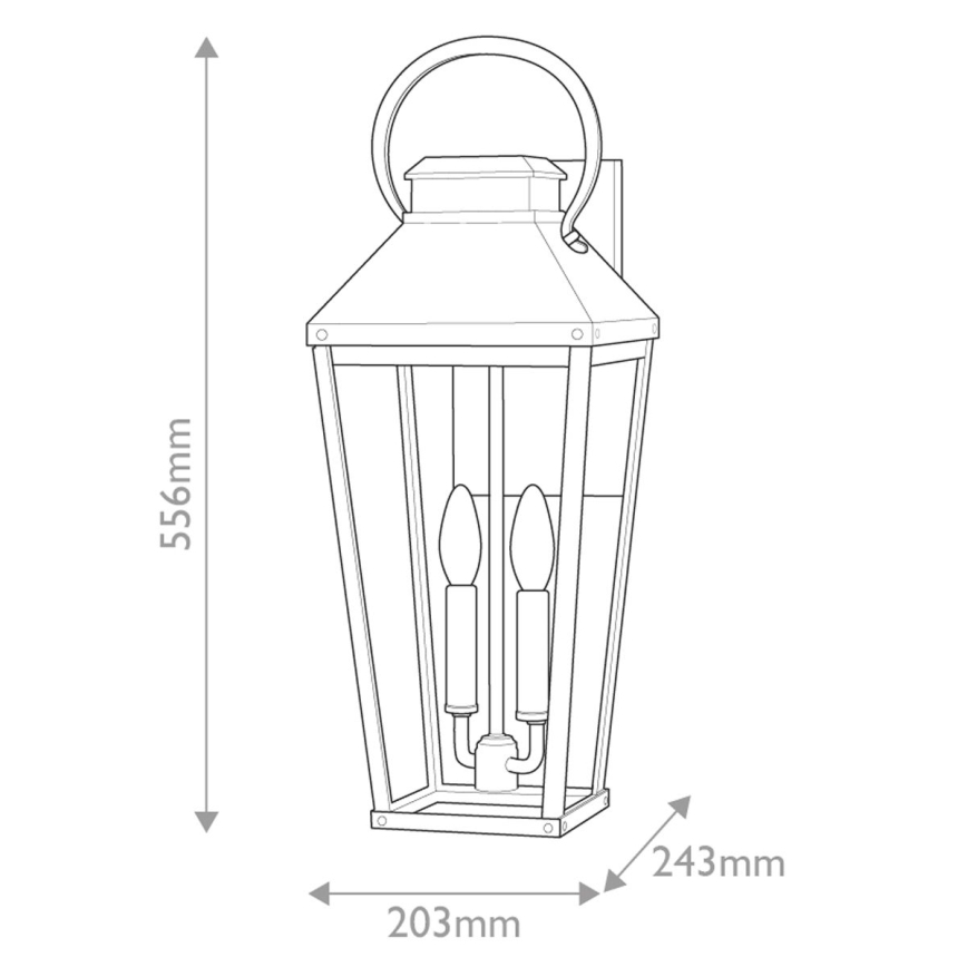 Hinkley - Venkovní nástěnné svítidlo DAWSON 2xE14/40W/230V IP44 černá