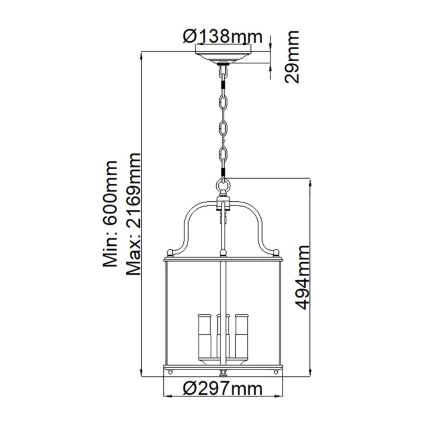 Hinkley - Lustr na řetězu GENTRY 4xE14/60W/230V zlatá