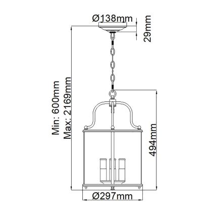 Hinkley - Lustr na řetězu GENTRY 4xE14/60W/230V lesklý chrom