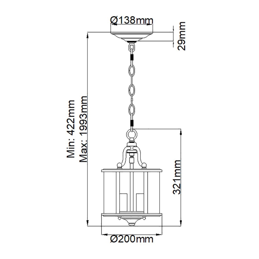 Hinkley - Lustr na řetězu GENTRY 3xE14/60W/230V zlatá
