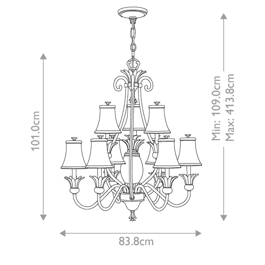 Hinkley - Lustr na řetězu PLANTATION 10xE14/40W/230V stříbrná