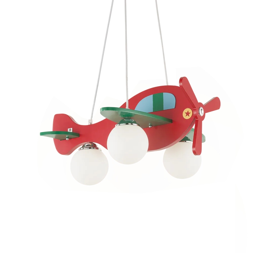 Ideal Lux - Dětský lustr na lanku AVION 3xE27/28W/230V červená