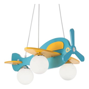 Ideal Lux - Dětský lustr na lanku AVION 3xE27/28W/230V modrá