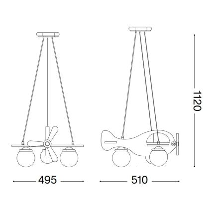 Ideal Lux - Dětský lustr na lanku AVION 3xE27/28W/230V modrá