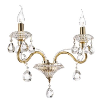Ideal Lux - Křišťálová nástěnná lampa NEGRESCO 2xE14/28W/230V zlatá