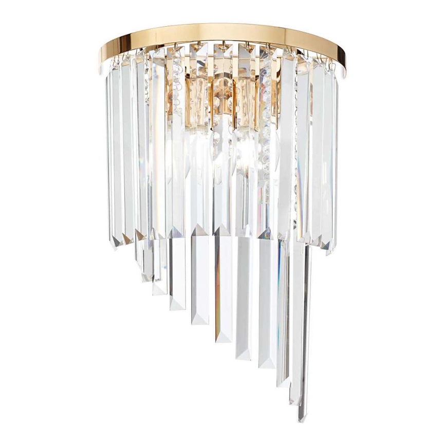 Ideal Lux - Křišťálové nástěnné svítidlo CARLTON 3xE14/40W/230V zlatá