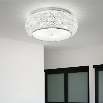 Ideal Lux - Křišťálové stropní svítidlo PASHA 6xE14/40W/230V pr. 40 cm lesklý chrom