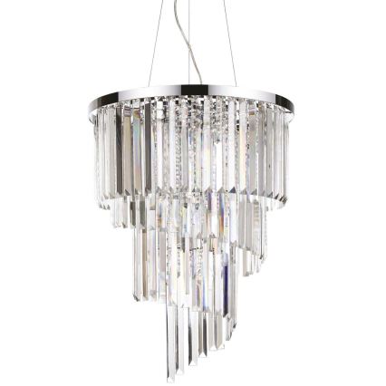 Ideal Lux - Křišťálový lustr na lanku CARLTON 12xE14/40W/230V pr. 50 cm lesklý chrom