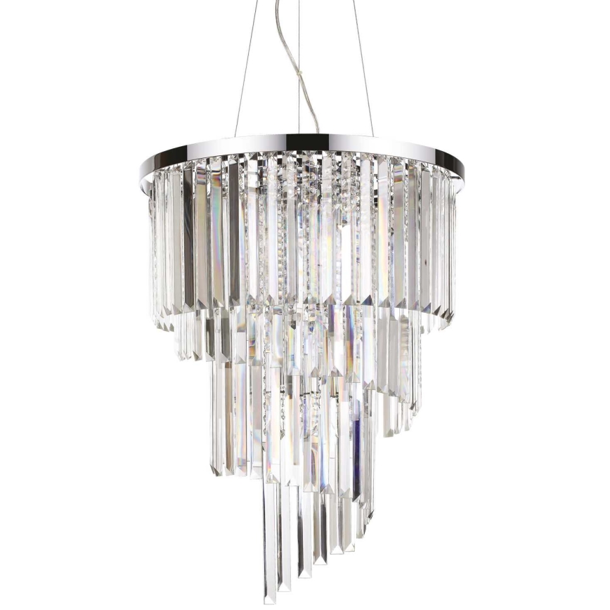 Ideal Lux - Křišťálový lustr na lanku CARLTON 12xE14/40W/230V pr. 50 cm lesklý chrom