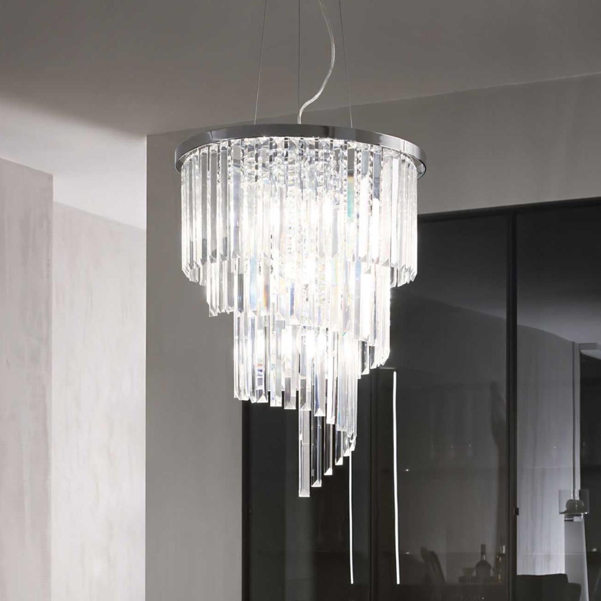 Ideal Lux - Křišťálový lustr na lanku CARLTON 12xE14/40W/230V pr. 50 cm lesklý chrom