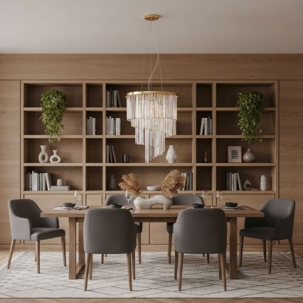 Ideal Lux - Křišťálový lustr na lanku CARLTON 12xE14/40W/230V pr. 50 cm zlatá