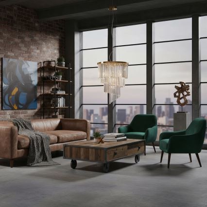 Ideal Lux - Křišťálový lustr na lanku CARLTON 12xE14/40W/230V pr. 50 cm zlatá