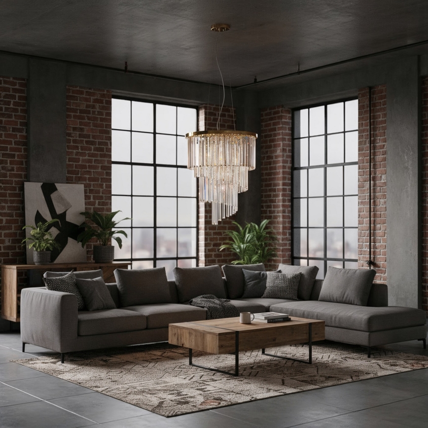 Ideal Lux - Křišťálový lustr na lanku CARLTON 12xE14/40W/230V pr. 50 cm zlatá