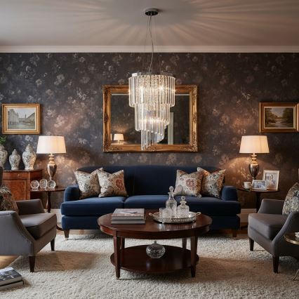 Ideal Lux - Křišťálový lustr na lanku CARLTON 8xE14/40W/230V pr. 40 cm lesklý chrom