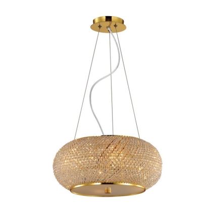 Ideal Lux - Křišťálový lustr na lanku PASHA 10xE14/40W/230V pr. 55 cm zlatá