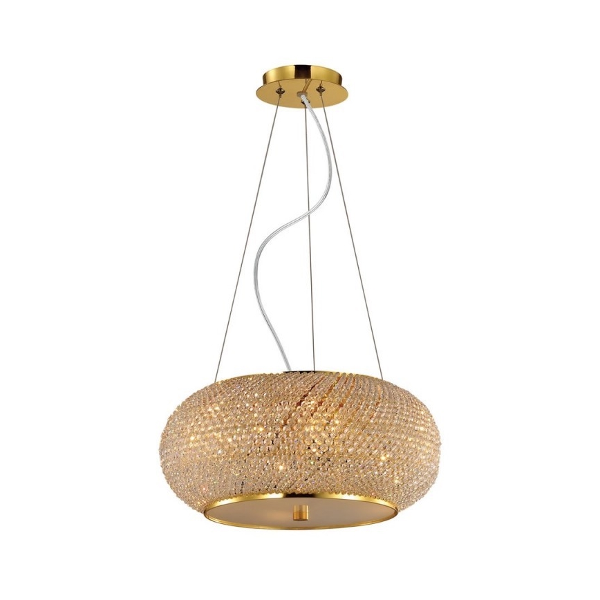 Ideal Lux - Křišťálový lustr na lanku PASHA 10xE14/40W/230V pr. 55 cm zlatá