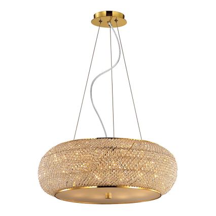 Ideal Lux - Křišťálový lustr na lanku PASHA 14xE14/40W/230V pr. 65 cm zlatá