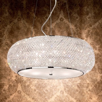 Ideal Lux - Křišťálový lustr na lanku PASHA 6xE14/40W/230V pr. 40 cm lesklý chrom
