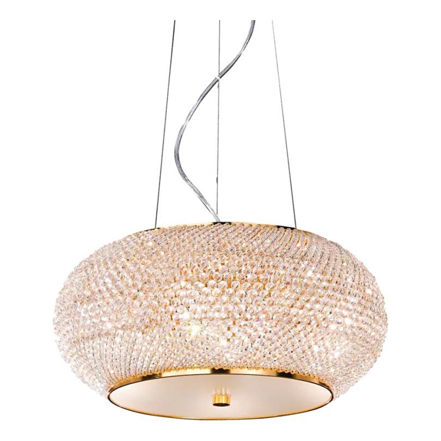 Ideal Lux - Křišťálový lustr na lanku PASHA 6xE14/40W/230V pr. 40 cm zlatá