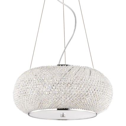 Ideal Lux - Křišťálový lustr na lanku PASHA 6xE14/40W/230V pr. 40 cm lesklý chrom