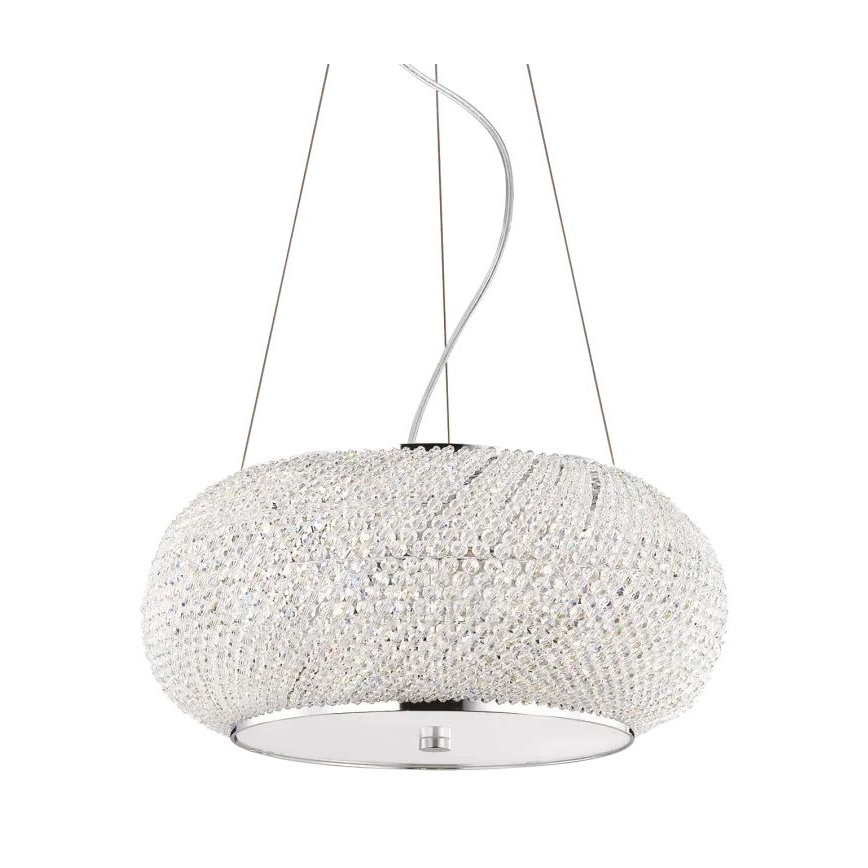 Ideal Lux - Křišťálový lustr na lanku PASHA 6xE14/40W/230V pr. 40 cm lesklý chrom