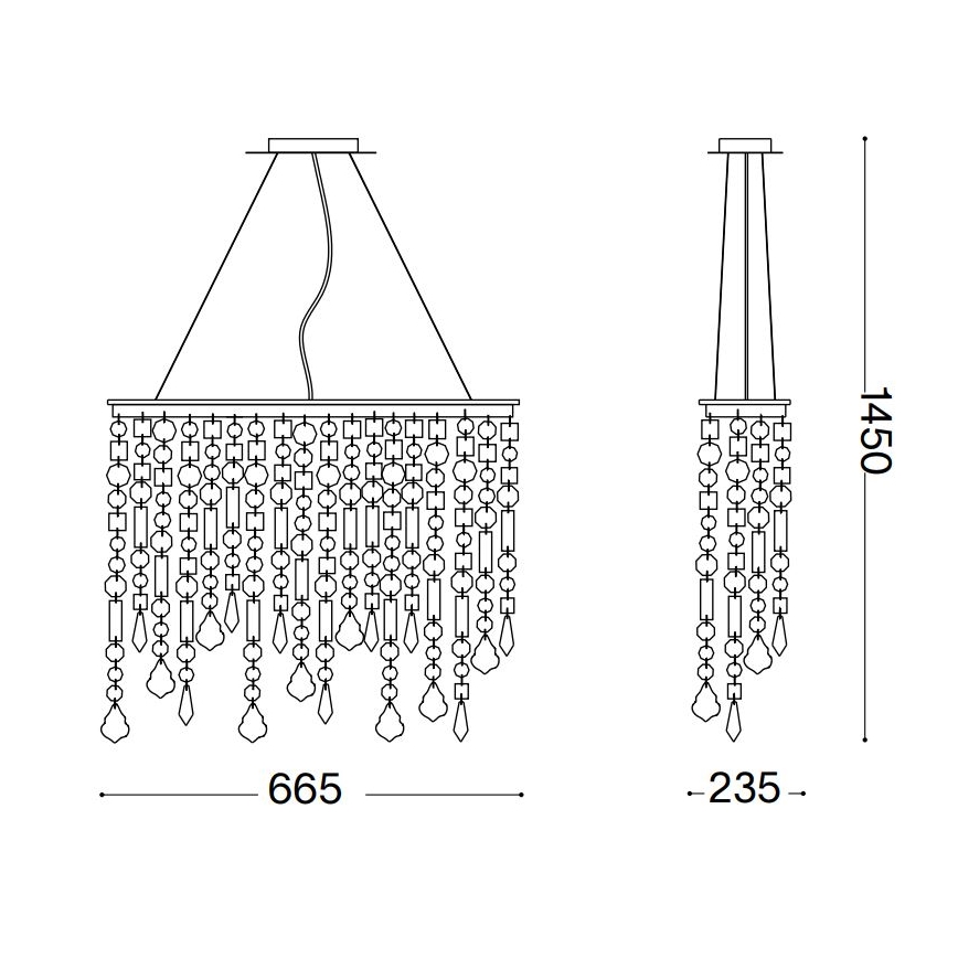 Ideal Lux - Křišťálový lustr na lanku RAIN 5xE14/40W/230V čirá
