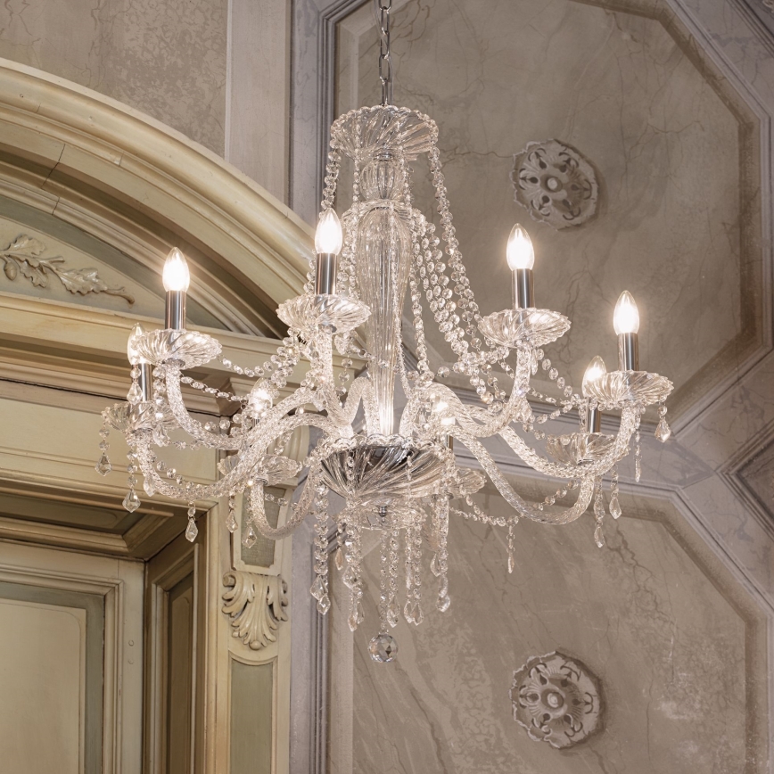 Ideal Lux - Křišťálový lustr na řetězu AMADEUS 8xE14/40W/230V pr. 80 cm čirá